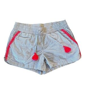 Vineyard Vines Womens Blue White Striped Tassel Shorts Small